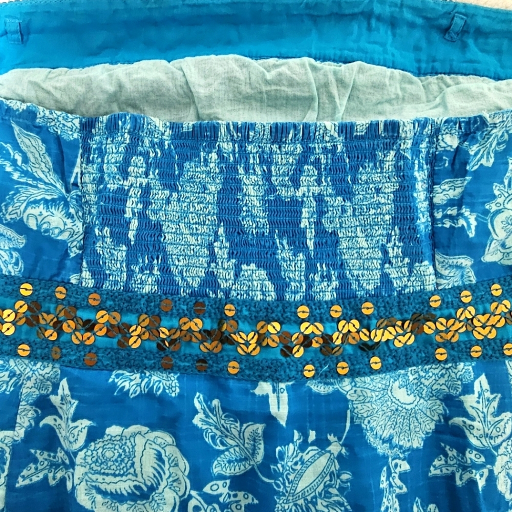 Monsoon Turquoise Cotton Strapless Maxi Dress - Sz 22 - Picture 6 of 10